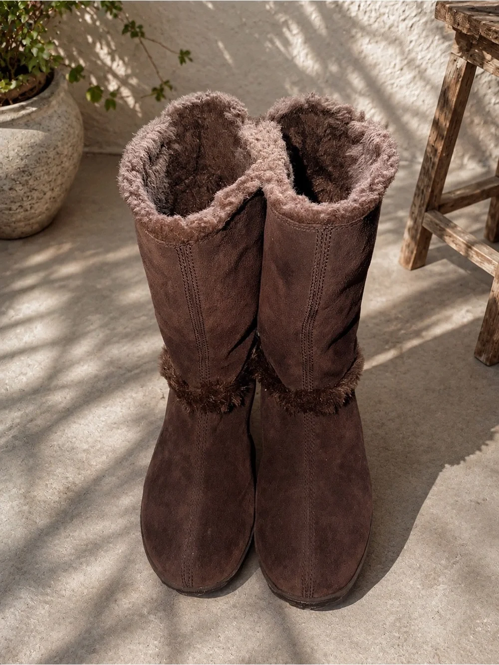 Timberland Brown Suede Faux-Fur-Trim Mid-Calf Winter Boots